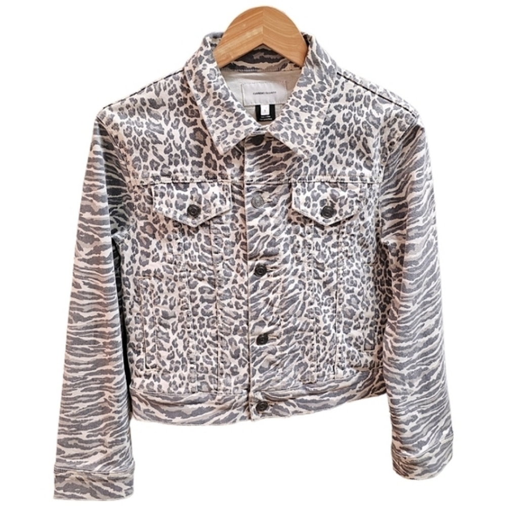 Current/Elliot Cheetah Print Button Up Denim Jacket Size Small Relaxed Fit - Picture 2 of 10